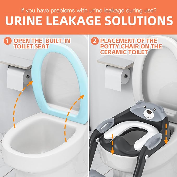 Potty Training Toilet for Toddlers, 2-in-1 Potty Training seat, Anti-Slip | SKYROKU, Fits Round & Elongated Toilets, 6 Heights, Splash Guard, Foldable, Holds 200+ lbs, Step Stool, Dishwasher Cushion