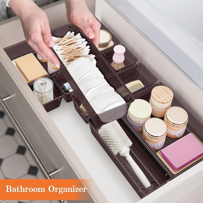 SpaceHacks 25 PCS Plastic Drawer Organizer, 4-Size Versatile Organizer Trays & storage Bins