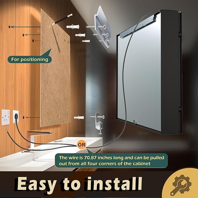 21x34 Inch Left Hinge Aluminum LED Bathroom Medicine Cabinet with Mirror | Light Adjustment, Anti-Fog, Sockets&USBs, High Capacity, Easy to Install