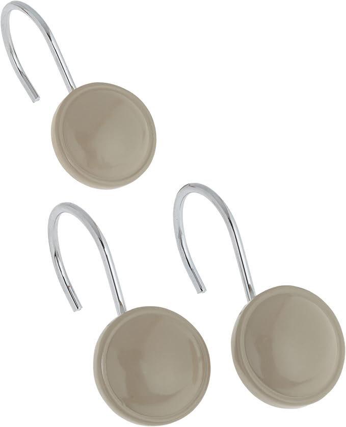 Carnation PHP-COL/44 Color Rounds Resin Shower Curtain Hooks, Linen