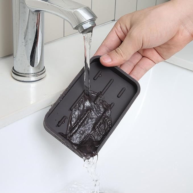 MicoYang Silicone Kitchen Sink Organizer Tray for Multiple Usage,Easy Clean Sponges Holder for Kitchen Bathroom Counter or Sink,Dish Soap Dispenser,Scrubber,Bottle,Cup Coffee 4.9”x 3.2”