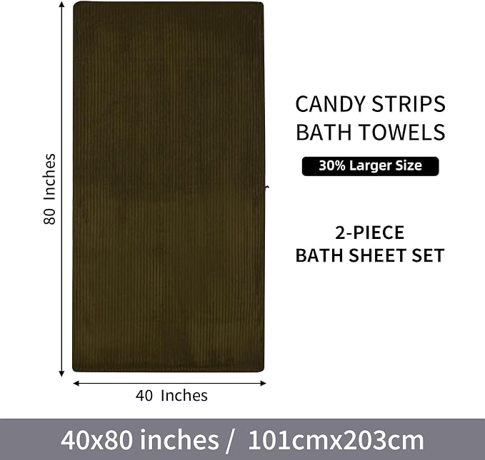2 Piece Bath Sheets, 40"x80" Microfiber Bath Towels, Brown | Extra-large size, Quick dry, Highly Absorbent, Lint Free,shower towels for bathroom gym spa,Big and Tall users