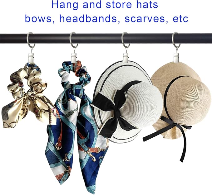 LLPJS 44 Pack Curtain Rings with Clips, Curtain Clip Rings Hooks, Bow Hanger Clips for Hanging Drapery Drapes Bows, Ring 1 inch Interior Diameter, Fits up to 5/8" Rod, Matte Silver
