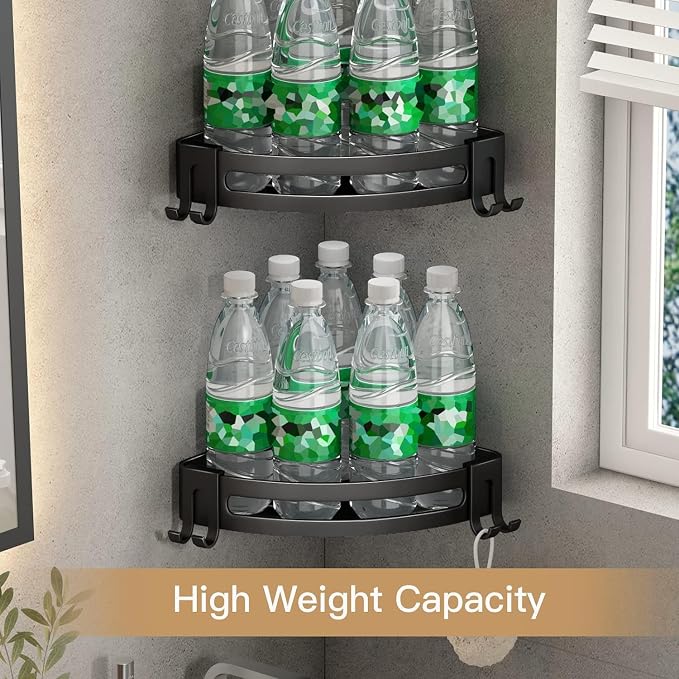 3-Pack Black Triangle Shower Caddy, 3-Tier Corner Shelves, Rustproof Shower Storage Rack, Drill Free Wall Mount Shower Organizer, 40lbs Load Capacity