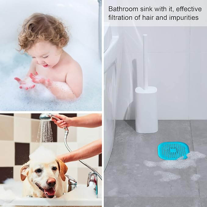 2 Pieces Shower Drain Hair Catcher Bathtub Stopper Home Drain Protectors Drain Cover with Sucker Water Trap Sink Cover for Bathroom Bathtub and Kitchen (Blue,Blue)