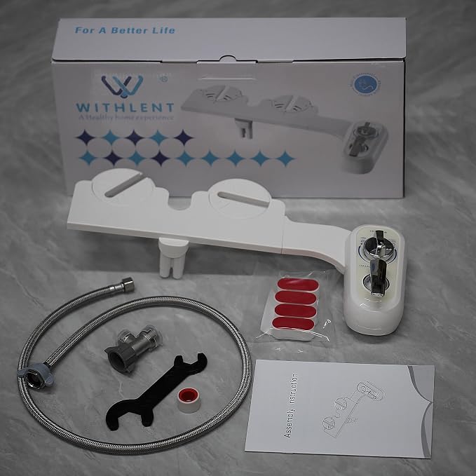 Left Handed Bidet Attachment for Toilet - Self-Cleaning control panel on left side Dual Nozzle (Frontal & Rear Wash) Non-Electric Adjustable Water Pressure, Water Bidet Toilet Seat Attachment