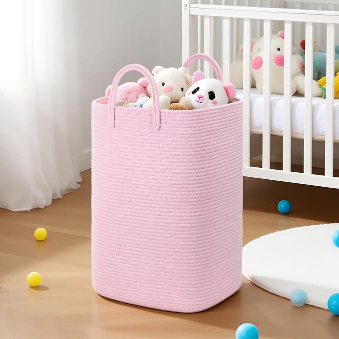 Artfeel Laundry Basket,Woven Cotton Rope Laundry Hamper,60L Versatile Storage for Dirty Clothes,Baby Toys,and Blankets in Bathroom, Nursery,and Living Room