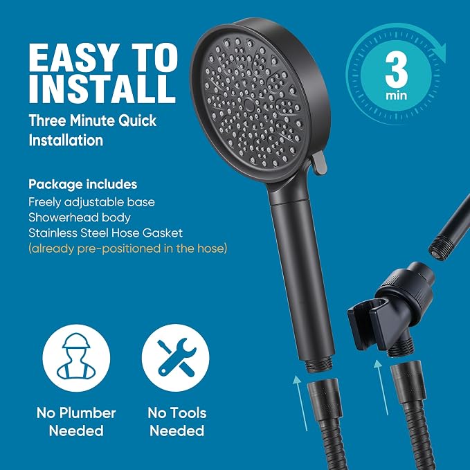 Cobbe Filtered Shower Head with Handheld, Water Softener for Hard Water | High Pressure 6 Spray Mode Showerhead with Filters - Remove Chlorine&Harmful Substances - Reduces Dry Itchy Skin, Matte Black