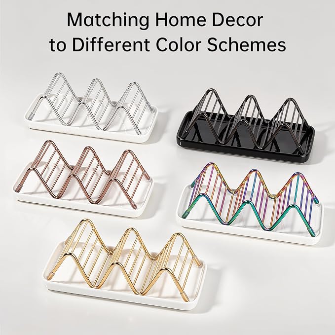 Stainless Steel Soap Dish Draining Soap Holder with Ceramic Tray, Colorful | Reversible Design Fits 2-3 Bars, Rustproof, Easy to Clean, Space Saving, Non Slip, for Bathroom, Shower, Kitchen