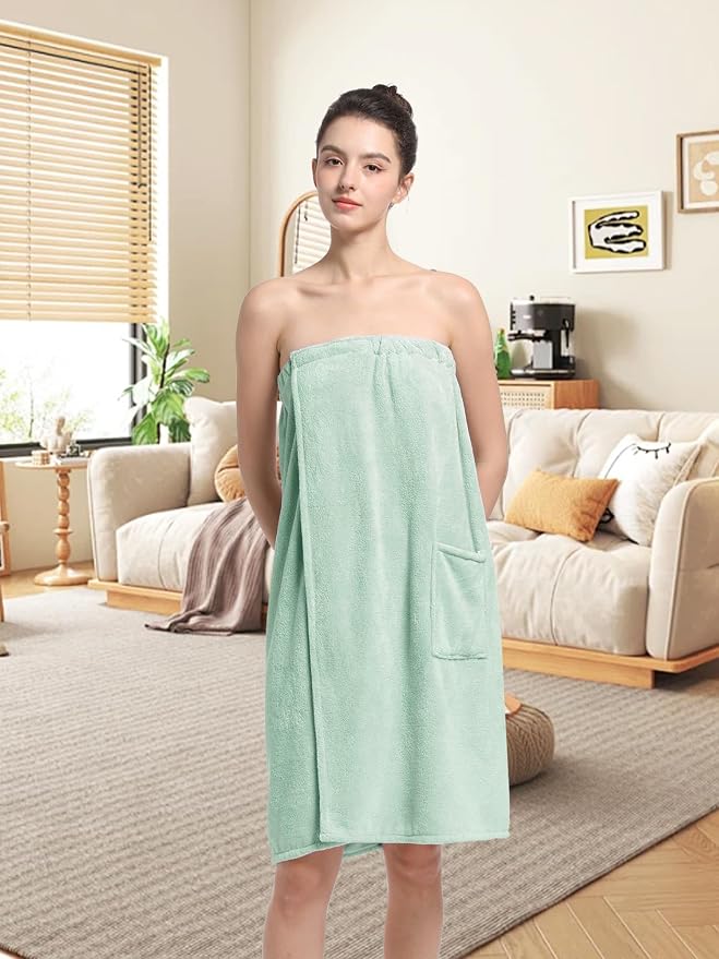 Women'S Soft Wrap Towel Full Length,Bath Robe After Shower Female Plush Long,Spa Bathrobes Lightweight With Pockets