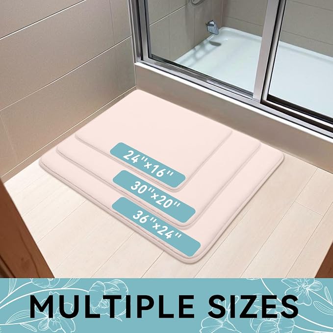 Smiry Memory Foam Bath Mat 47x20, Extra Soft and Absorbent Bathroom Rugs | Pink, Quick Dry Machine Washable Non-Slip Bath Mat for Bathroom Floor, Shower and Tub