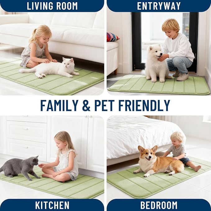 OLANLY Memory Foam Large Bath Mat 40x24, Super Soft Absorbent Bathroom Rugs | Vanilla, Quick Dry Bath Rug, Machine Washable Shower Floor Mats, Bathmat Carpet for Bathroom Floor, Tub and Shower