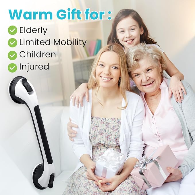 TAILI Grab Bars for Shower,Shower Handles for Elderly Suction,16.8",Black | Safety for Showers,Bathtubs,Toilet,Elderly&Seniors,Bathroom Grip Bar Heavy Duty Handrails,No Drilling Removable Waterproof,G9