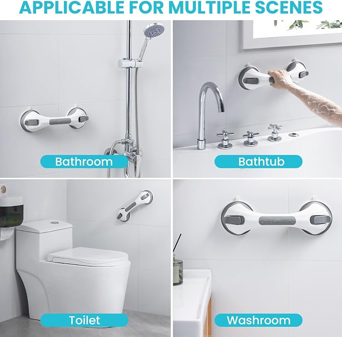 TAILI Grab Bars for Shower,Shower Handles for Elderly Suction,12.2",Grey | Safety for Showers,Bathtubs,Toilet,Elderly&Seniors,Bathroom Grip Bar Heavy Duty Handrails,No Drilling Removable Waterproof,G9
