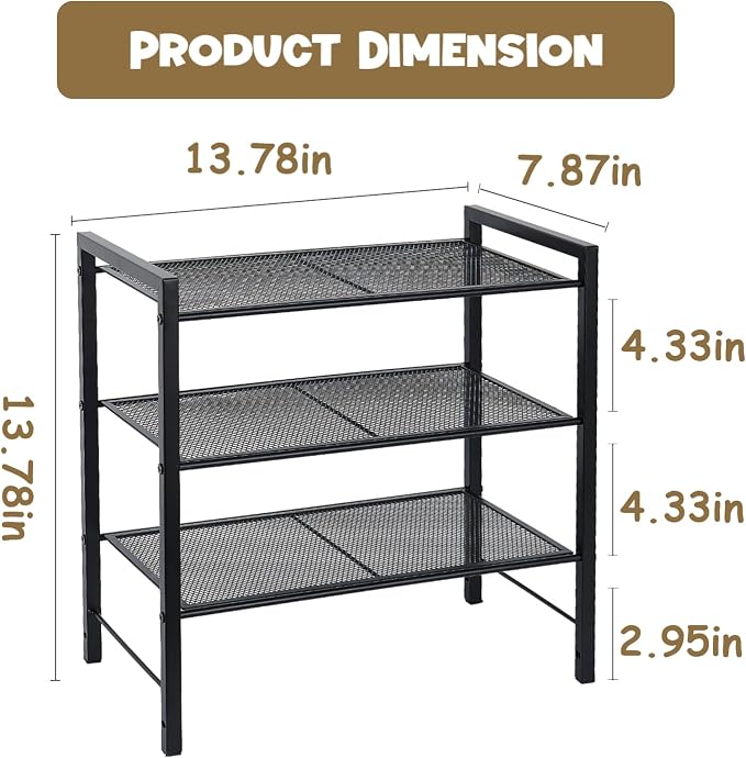 Bathroom Counter Organizer, Countertop Organizer Storage Rack | 3-Tier Metal Mesh, Adjustable Shelves for Vanity Perfume Skincare, Storage for Bathroom, Kitchen, Dresser and Small Spaces