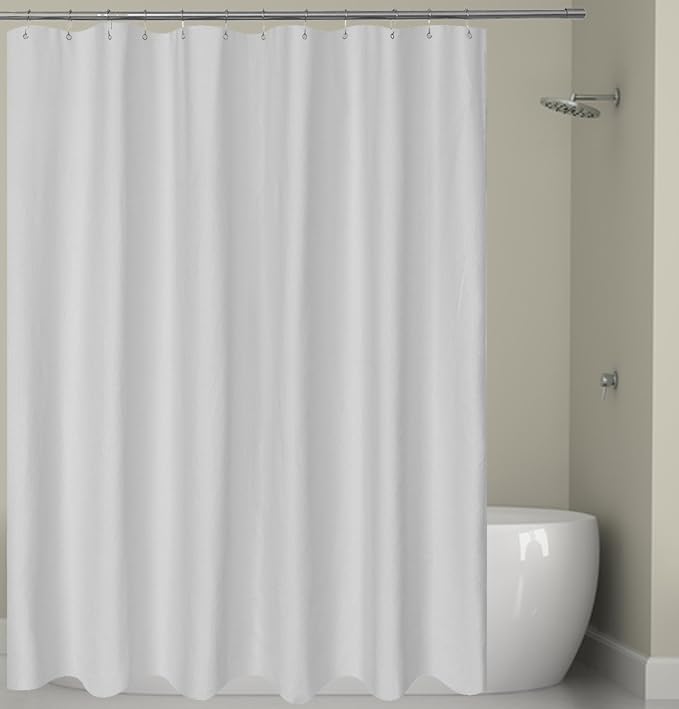 Barossa Design Soft Microfiber Fabric Shower Liner or Curtain Silver Grey | Hotel Quality, Machine Washable, Water Repellent 70W x 72H Lightweight Cloth Shower Curtain for Bathroom/Tub