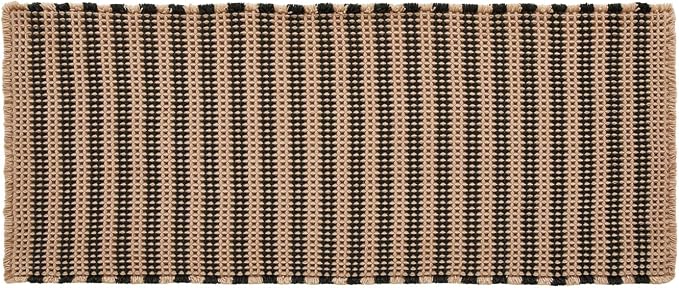 Triohero Waffle Runner Bath Mat - Long Bathroom Rugs Non Slip Washable, Ultra Soft Super Absorbent Quick Dry Boho Farmhouse Bathroom Decor, 24" x 72", Khaki & Black