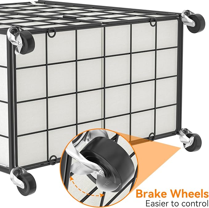 WOWLIVE Double Laundry Hamper with Wheels, Metal Rolling Laundry Basket | Wire Frame Hamper with 2 Removable Bags, 120L Dirty Clothes Hamper Organizer Dorm Room Storage for Bedroom, Black and White