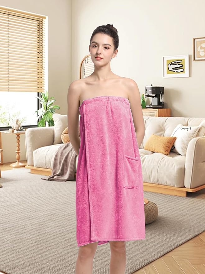 Women'S Soft Wrap Towel Full Length,Bath Robe After Shower Female Plush Long,Spa Bathrobes Lightweight With Pockets