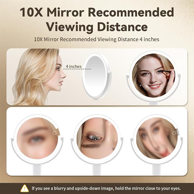 Makeup Mirror with Lights, Lighted Makeup Mirror with Magnification, 80 LED Vanity Mirror with Lights, 3 Color Modes & Stepless Dimming, Shatterp roof & Stable Base