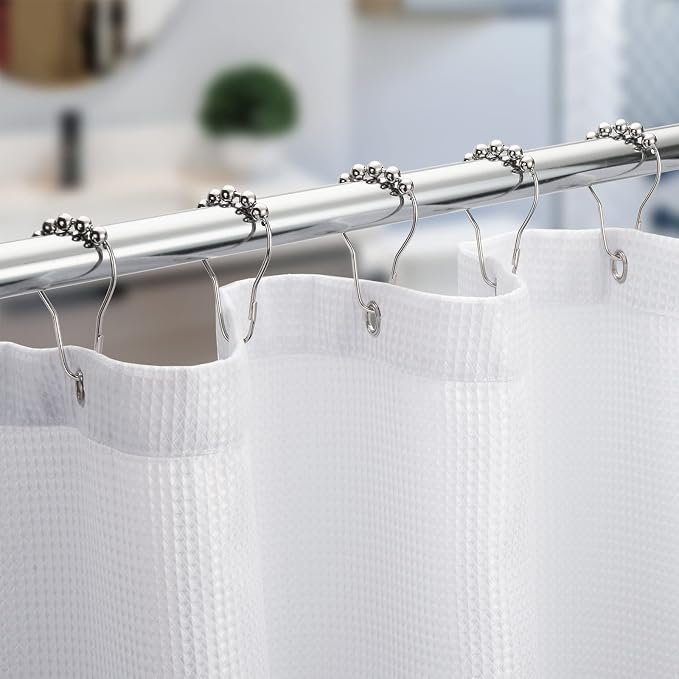 Titanker Shower Curtain Hooks Rings, Rust-Resistant Metal Shower Curtain Hooks for Bathroom Shower Rods Shower Hooks Shower Rings for Curtain - Set of 12, Nickel