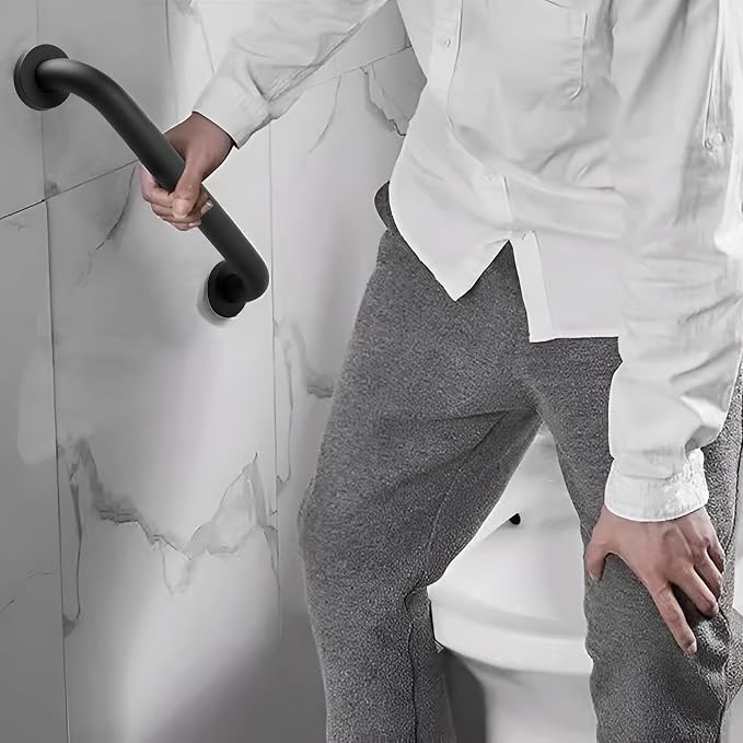 Shower Grab Bar, 2 Pack 24 Inch Black Bathroom Grab Bar, 1.25" Diameter 304 Stainless Steel Anti-Slip Grab Bars for Bathtubs and Showers, Handicap Shower Grab Bar for Seniors Elderly