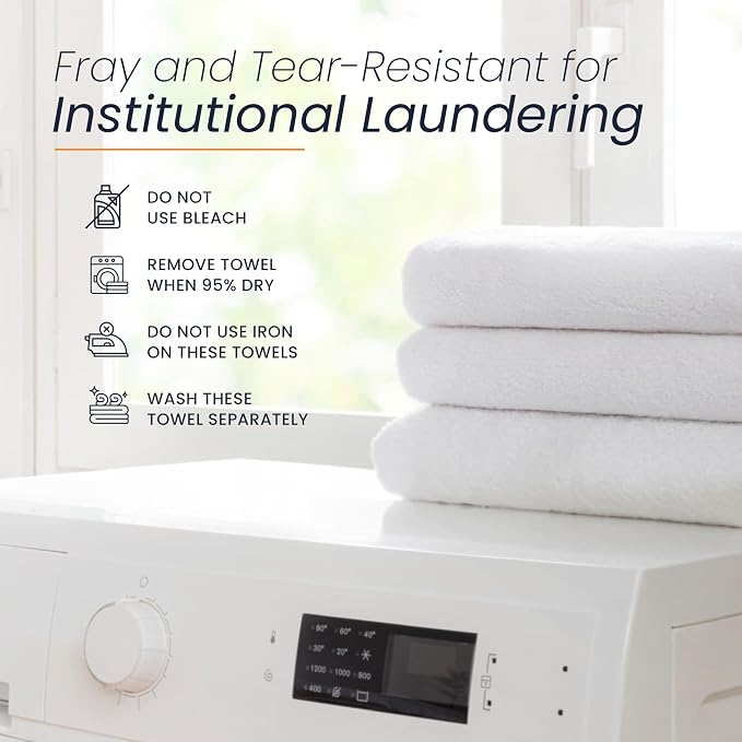 belem Fast Drying Hotel Towels - Pack of 60 (24x50) White Large Bath Towels Bulk - Lightweight Super Absorbing, Soft & Durable Terry Towels for Commercial & Hotel Use - 10.5 lbs/Dozen (010604)