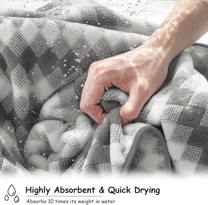 12 Pcs Gray White Diamond Towel Set-4 Bath Towels,4 Hand Towels,4 Washcloths Soft Polyester Towels with Loop Absorbent Shower Towel Quick Dry Beach Chair Towel Family Towels for Bathroom Spa Gym Pool