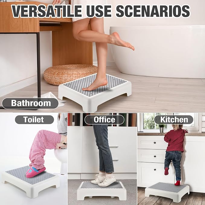 HBTower Mobility Step Stool for Adults & Seniors,Non-Slip Platform | Portable Riser, Safety Step for Car, Bedside, Office, Shower, Stairs, White