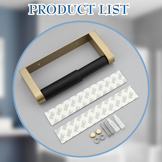 Alise Gold Toilet Paper Holder Wall Mounted with Adhesive or Wall Drilling | SUS304 Stainless Steel, Bathroom Toilet Paper Holder ,Spring Design Toilet Paper Roll Holder for Bath, Toilet,Washroom,RV