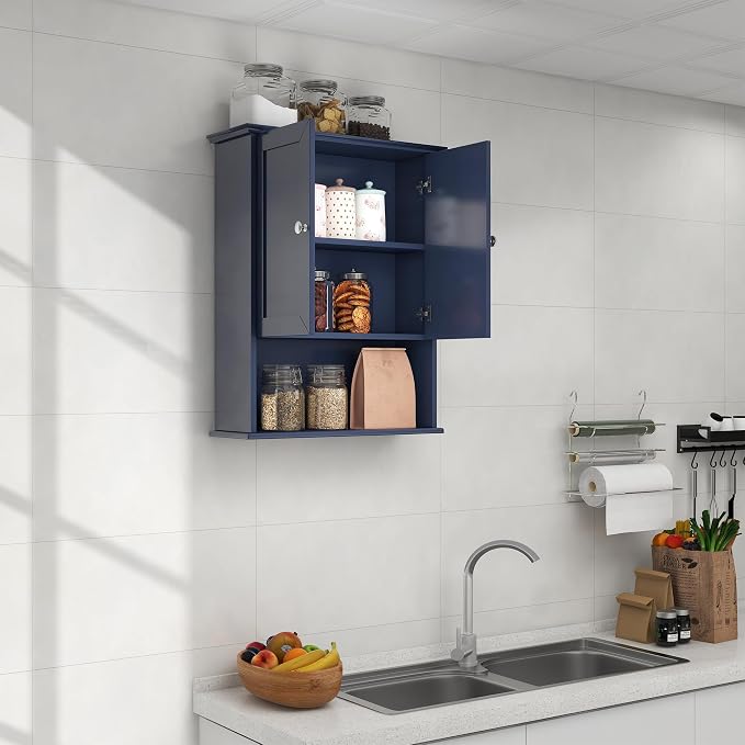 VANIRROR Bathroom Wall Cabinet Over Toilet Storage Cabinets 24x30 inch | Above Toilet Wood Medicine Cabinets with 2 Door & Adjustable Shelf for Kitchen, Laundry, Entryway,Durable MDF Construction
