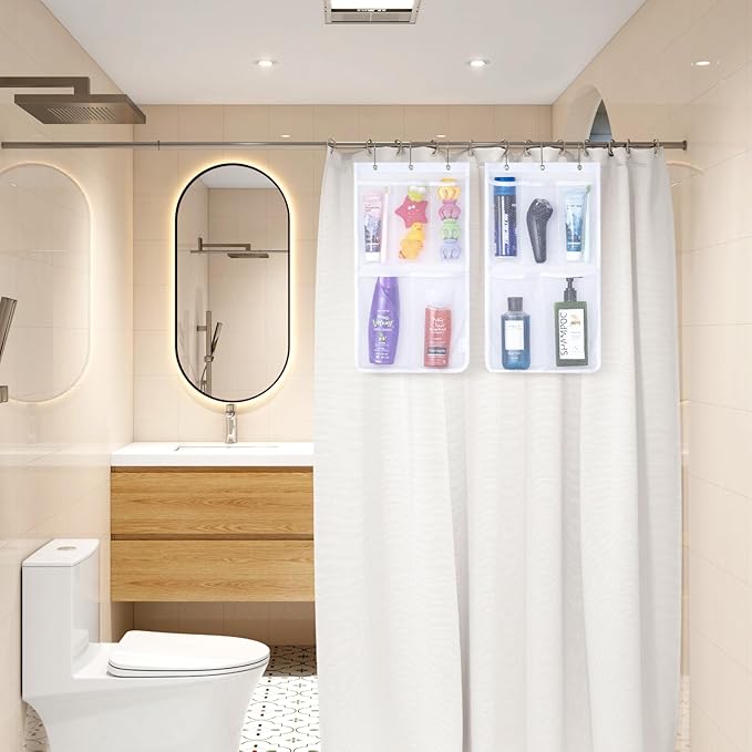 Lifewit Mesh Shower Caddy, 5 Pockets Hanging Bathroom Organizer, 2 Pack | 12" x 20", Attached 6 Hooks, Quick-Dry, Portable, Cruise Essentials, Idea for Toiletry, RVing, Travel, Camping,