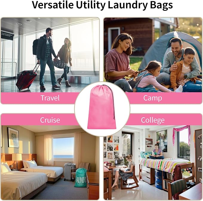 F-color Travel Laundry Bags - Dirty Clothes Travel Bag for Cruise, 24x36 in | Holds 4 Loads of Laundry, Drawstring Closure, Machine Washable, Fit Hamper Basket for College Dorm Ship Cabin Camp Essentials