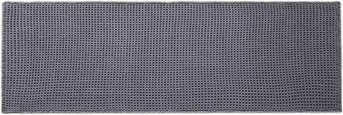 Triohero Waffle Runner Rug Bathroom, Long Boho Bath Mat, 24x60 Dark Grey | Super Absorbent Quick Dry Bath Rug, Non-Slip Backing, Soft Waffle Washable Farmhouse Bathroom Mats, Tub, Shower & Home Decor