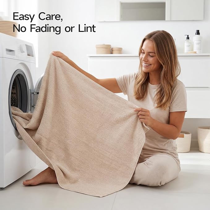 ecolook Microfiber Bath Towels Set of 2, 31 x 63 Inch Extra Large Bath Towel Set, Super Soft & Highly Absorbent, Quick Dry Lightweight Towels for Bathroom, Gym, Spa, Pool & Travel, Camel