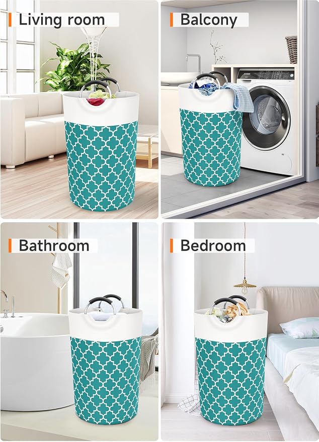 Large Laundry Basket, 115L Tall Collapsible Hamper with Handles, Green | Freestanding Laundry Hamper, Waterproof Dirty Clothes Storage Bag for College, Bathroom, Foldable Washing Bin for Travel