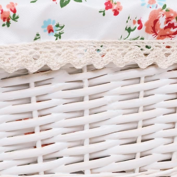 KINGWILLOW Woven Rectangular Wicker Storage Basket,Small Organizer Box