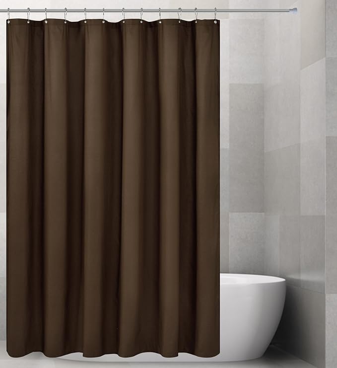 Barossa Design Soft Microfiber Shower Liner or Curtain Chocolate Brown | Hotel Quality, Machine Washable, Water Repellent 70W x 72H Lightweight Fabric Shower Curtain for Bathroom/Tub
