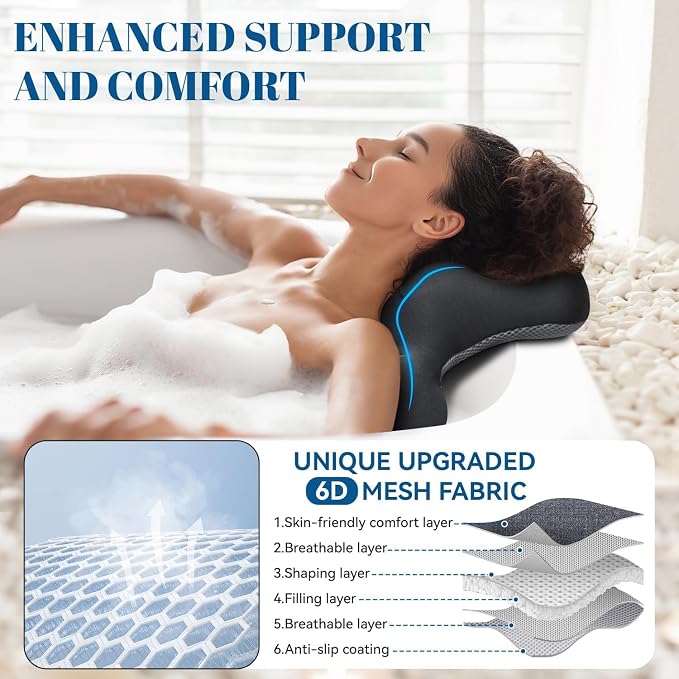 Full Body Bath Pillow for Bathtub, Thick & Luxury Bathtub Cushion with 192 Suction Cups, Bathtub Pillows for Head & Neck, Back Support, Ideal Bath Accessories for Women' Gifts Spa, Soaking, Tub