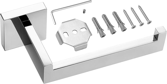 HITSLAM Chrome Toilet Paper Holder Premium 304 Stainless Steel Square Toilet Roll Holder for Bathroom Rustproof Wall-Mounted 2 Pack