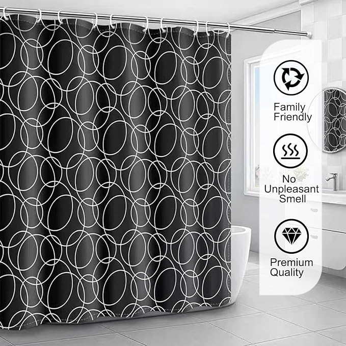 LLSCL Fabric Shower Curtain Liner with Magnets, Waterproof Hotel Quality, 72 x 72 Machine Washable