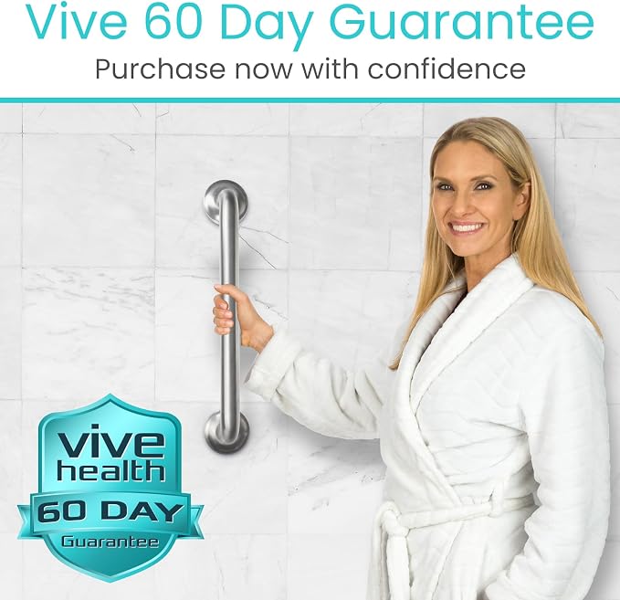 Vive 440lbs Grab Bar for Bathtubs and Showers (2 Pack) - Handicap Bathroom | Safety Rail for Elderly - Wall Senior Handle for Tub, Toilet, Bath - Disability Assist Device Accessories Handrail (16 Inch)