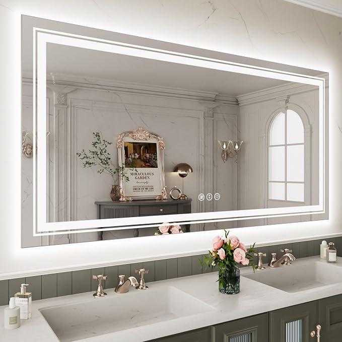 WTTY 32" x 24" LED Bathroom Mirror with Light | Anti-Fog, Dimmable, 3 Color Temperature, Memory Function, Tempered Glass, IP54 Waterproof, ETL Listed