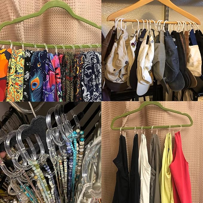 Plastic Shower Curtain Hooks C Shape Shower Curtain Rings for Bathroom Shower Rod Window Curtains Hanger (White, 12pack)
