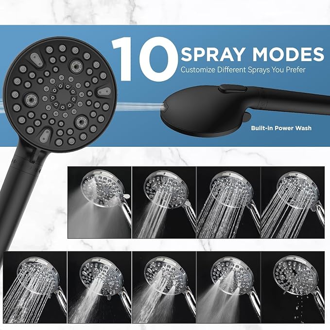 MakeFit Dual Filtered Rain Shower Head Combo, High Pressure Handheld Shower Head with Adjustable Bar - Rainfall Shower Head And Showerhead with Filter for Hard Water - Removes Chlorine
