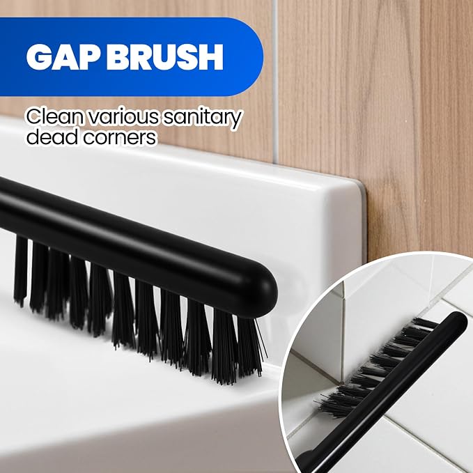 4in1 Toilet Plunger and Brush Set - Home Bathroom Cleaning Tools | 21", Groove Gap Brush, Cleaning Gloves, Heavy Duty Toilet Bowl Cleaner, Apartment Must Haves Bathroom Decor, Dark Grey