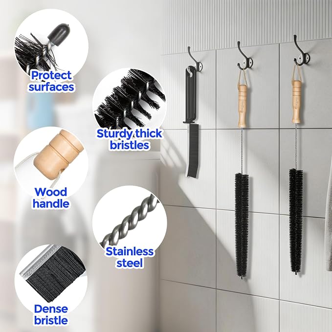 Holikme Dryer Vent Cleaner Kit, 3 Pcs Replacement Lint Brush for Vent Trap | Dryer Vent Cleaning Kit with Crevice Tool - Deep Lint Brush for Dryer Trap & Filter, Flexible Nylon Bristles