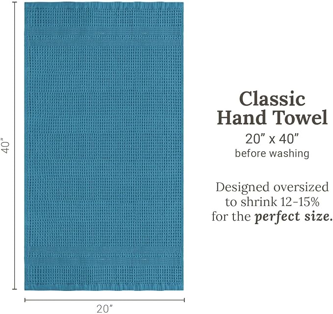 GILDEN TREE Waffle Hand Towels for Bathroom Quick Dry Towel Super Absorbent Thin 100% Cotton Lint Free, Hand Towels for Bathroom Set of 2, Classic Style (Aqua)