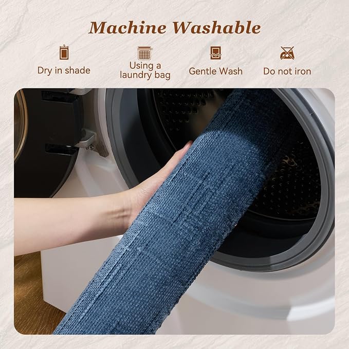 AMOAMI Bath Mat Non Slip Super Absorbent Quick Dry Bath Mats for Bathroom Floor Rubber Backing Washable Bathroom Rugs Modern Woven Jacquard Mat, Beside Tub Bath Rugs, 24" x 36", Blue