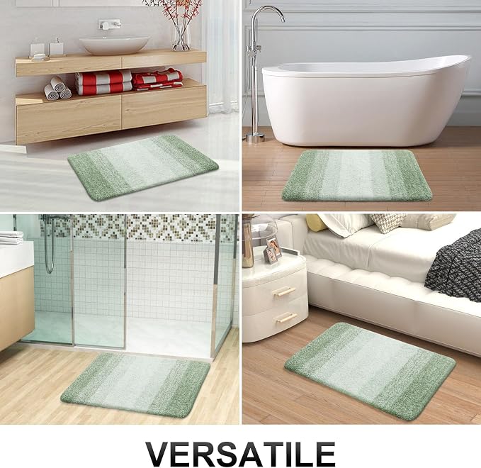 OLANLY Bathroom Rugs Mat 34x21, Extra Soft Absorbent Microfiber Bath Rugs | Sage Green, Non-Slip Quick-Drying Rubber Backing, Washable Plush Bath Mat for Floor, Tub and Shower, Home Decor Accessories